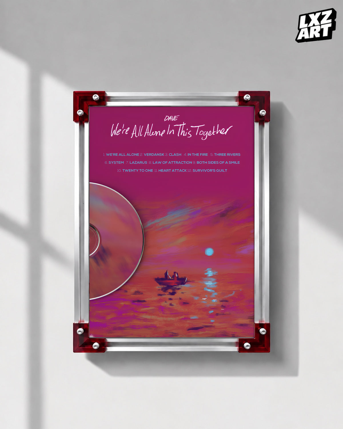 Dave We're All Alone In This Together Tracklist Poster | Unframed UK Rap Wall Art — LXZART display 1; frame not included