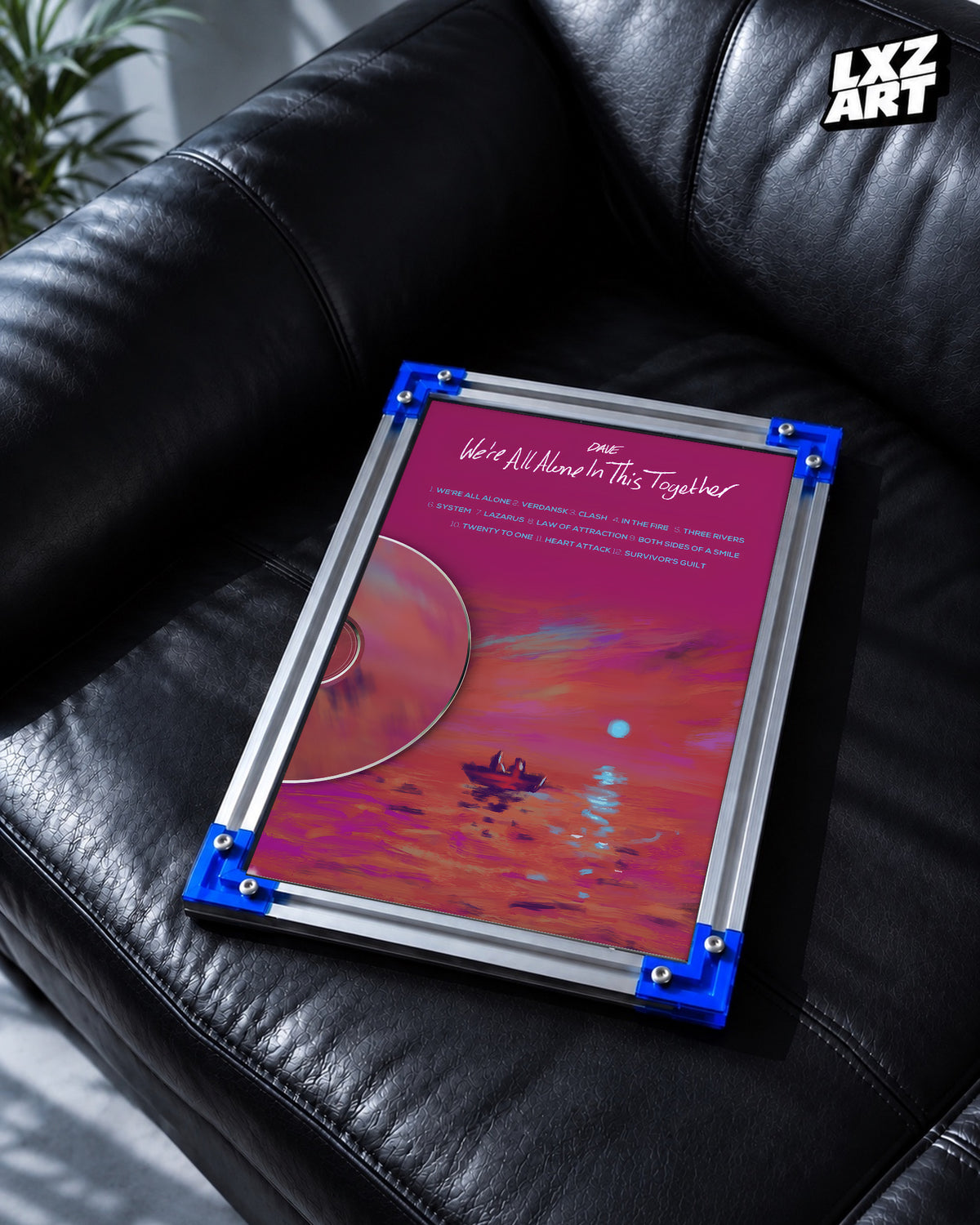 Dave We're All Alone In This Together Tracklist Poster | Unframed UK Rap Wall Art — LXZART display 2; frame not included