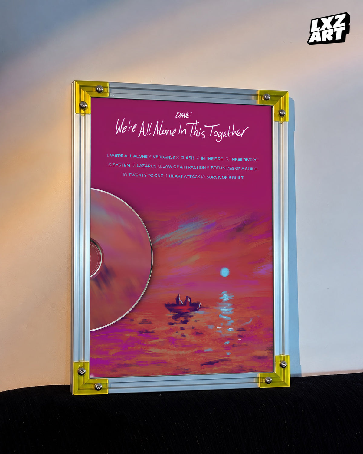 Dave We're All Alone In This Together Tracklist Poster | Unframed UK Rap Wall Art — LXZART display 3; frame not included