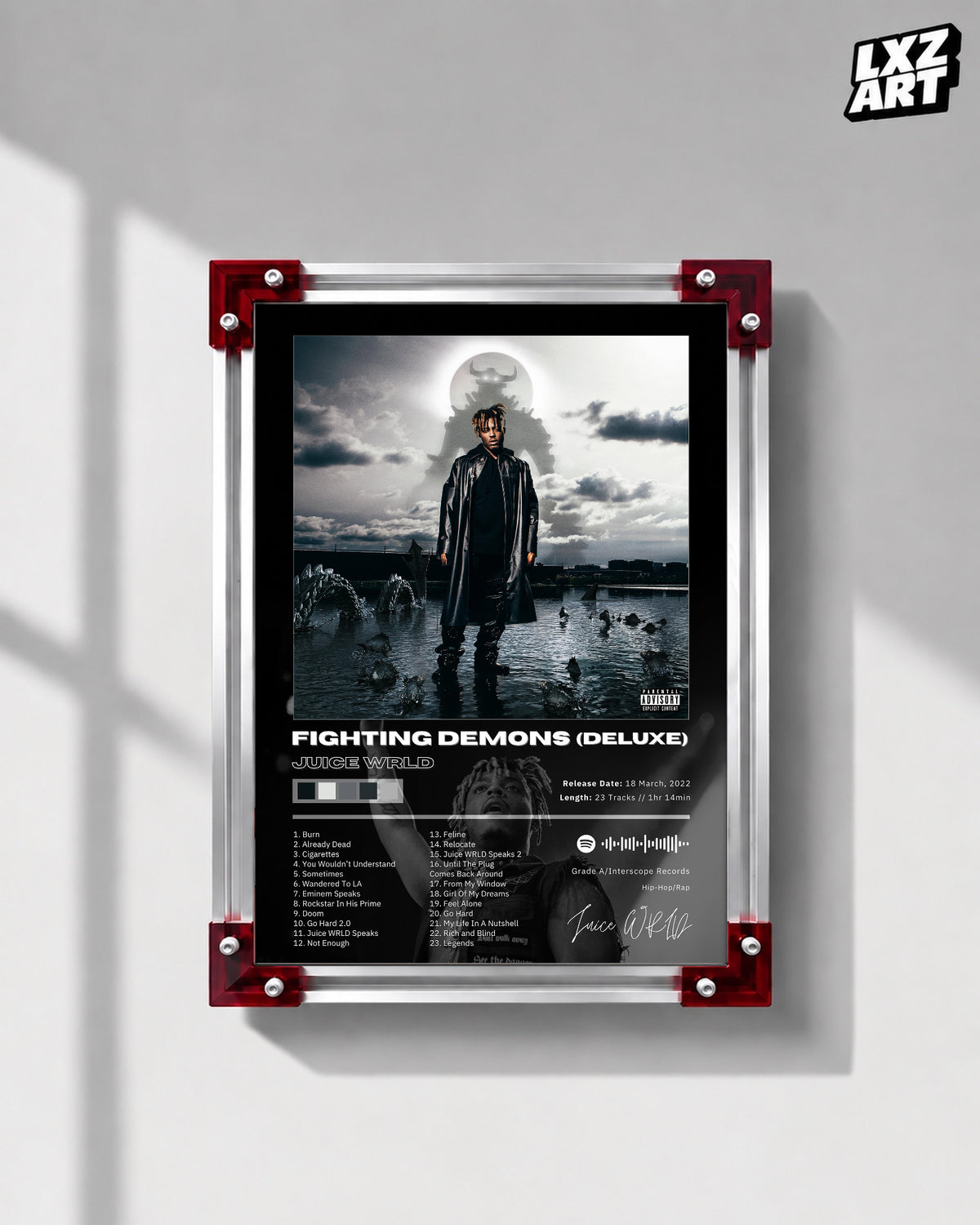 Juice WRLD Fighting Demons Deluxe Poster | Unframed Bedroom Wall Art — LXZART display 1; frame not included