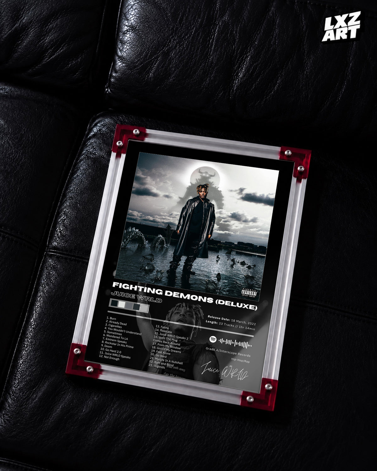 Juice WRLD Fighting Demons Deluxe Poster | Unframed Bedroom Wall Art — LXZART display 2; frame not included