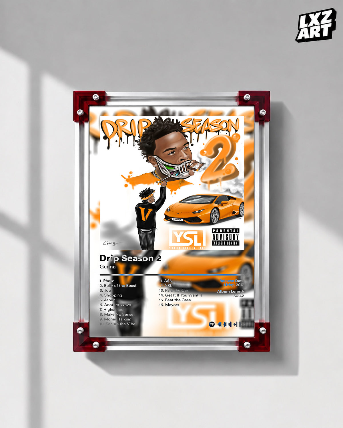 Gunna 'Drip Season 2' Album Poster — LXZART display 1; frame not included