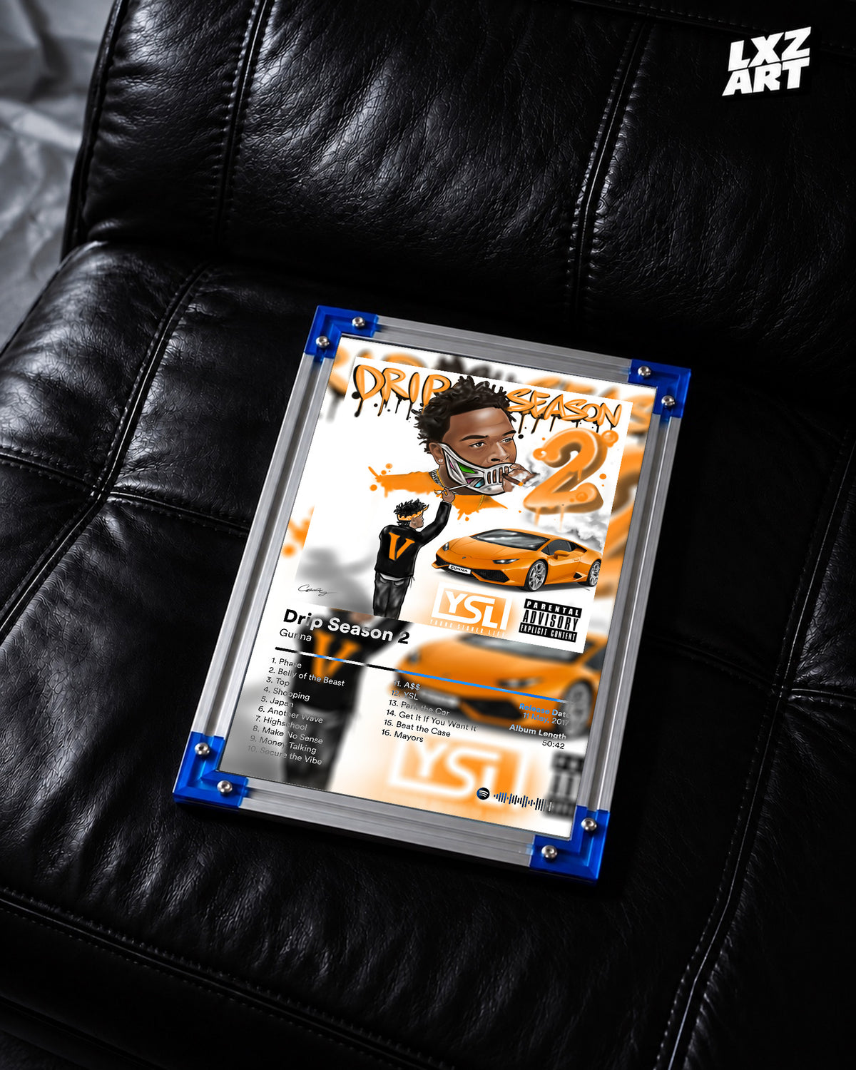 Gunna 'Drip Season 2' Album Poster — LXZART display 2; frame not included