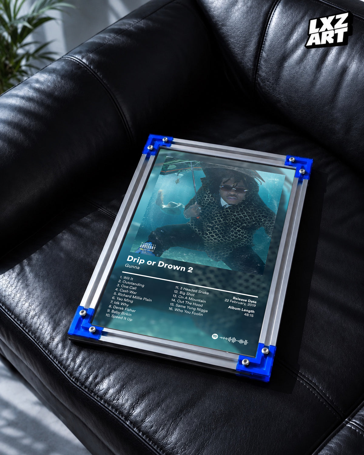 Gunna 'Drip or Drown 2' Album Poster — LXZART display 2; frame not included