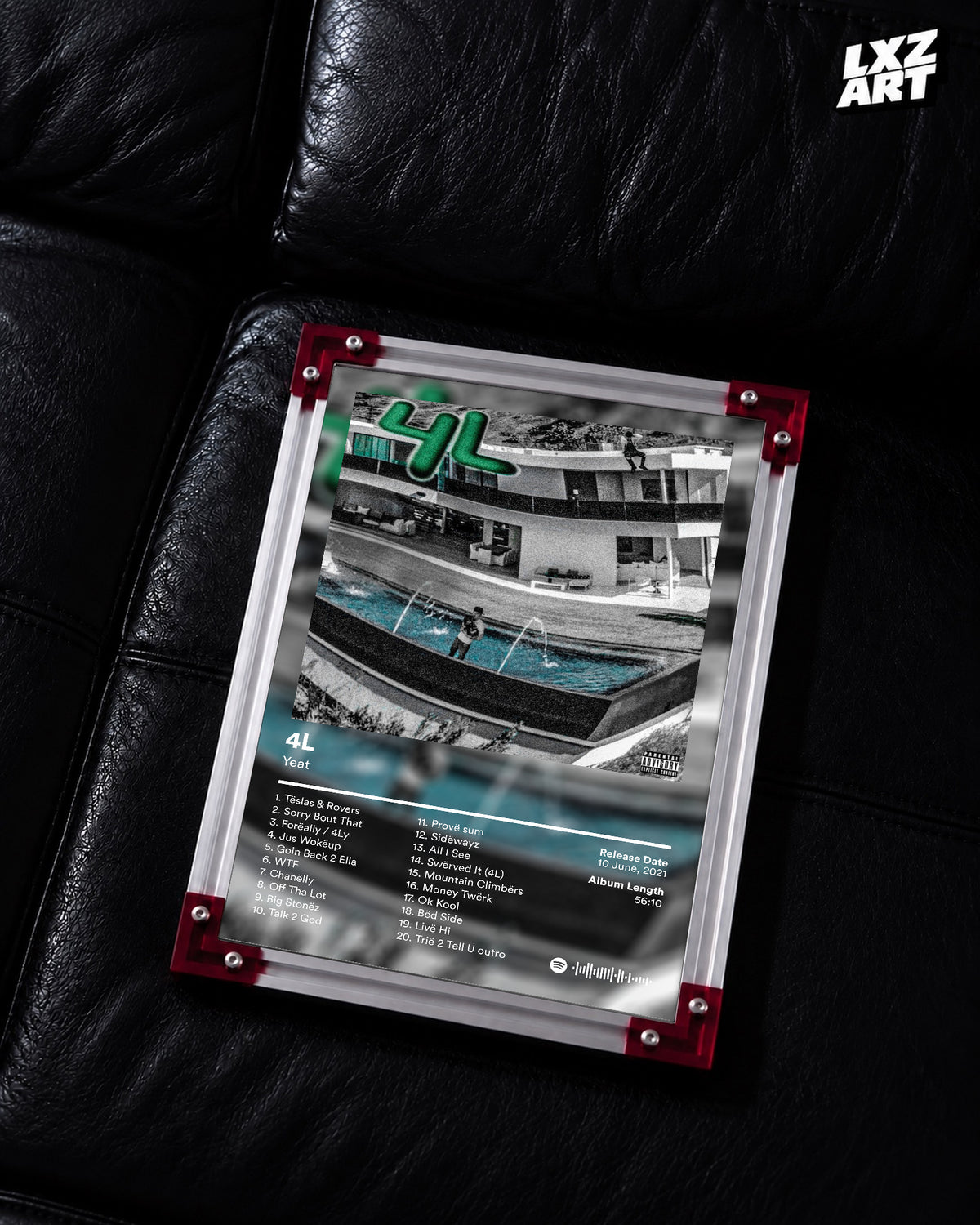 Yeat 4L Tracklist Poster | Unframed Bedroom Wall Art — LXZART display 2; frame not included