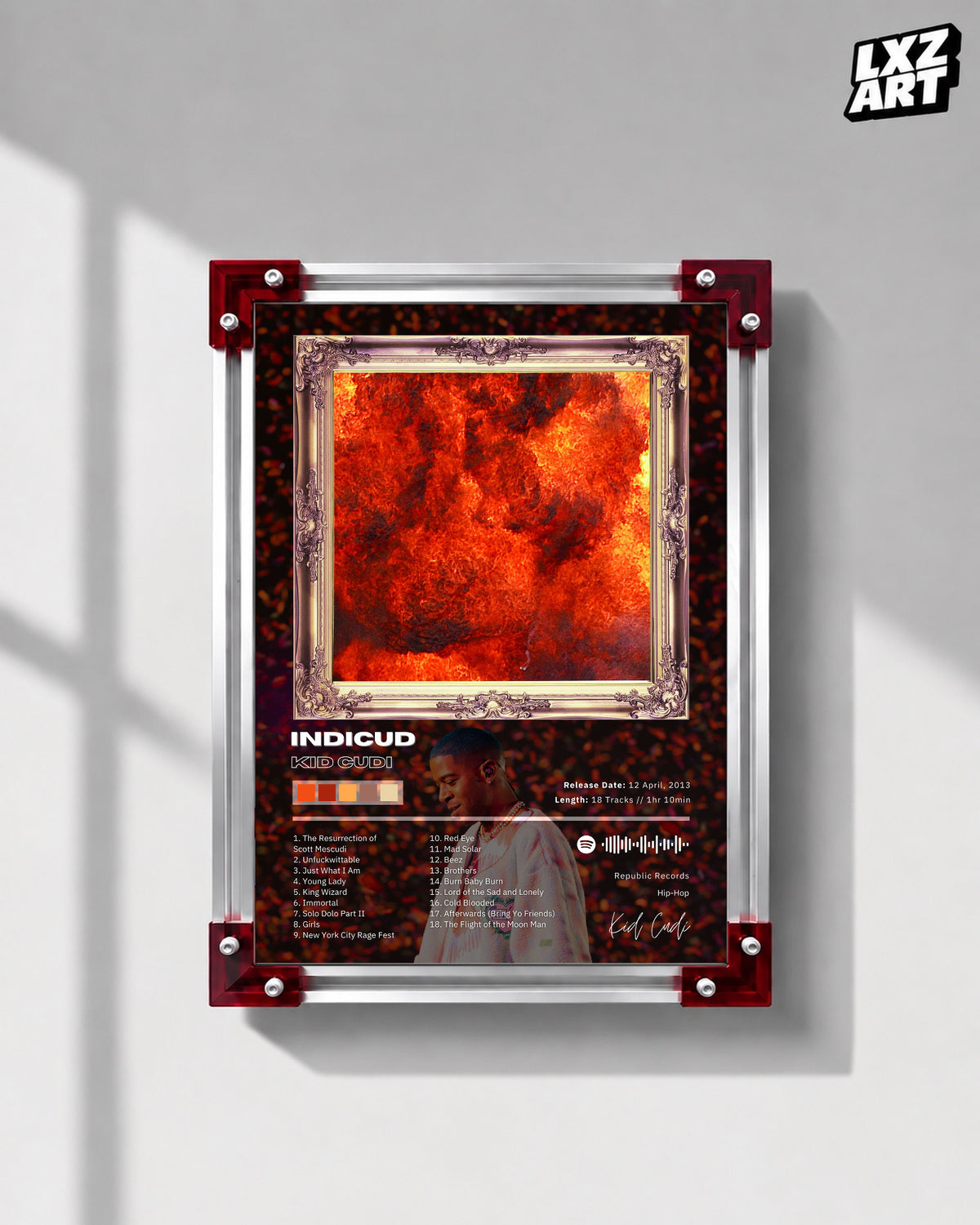 Kid Cudi 'Indicud' Album Poster — LXZART display 1; frame not included