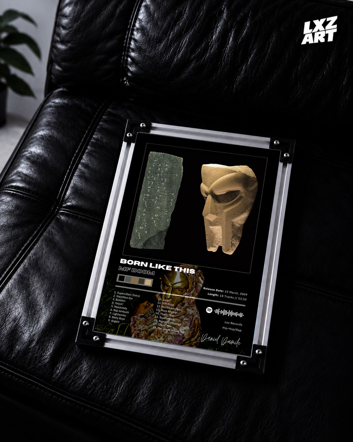 MF DOOM Born Like This Album Poster | Unframed Bedroom Wall Art — LXZART display 2; frame not included
