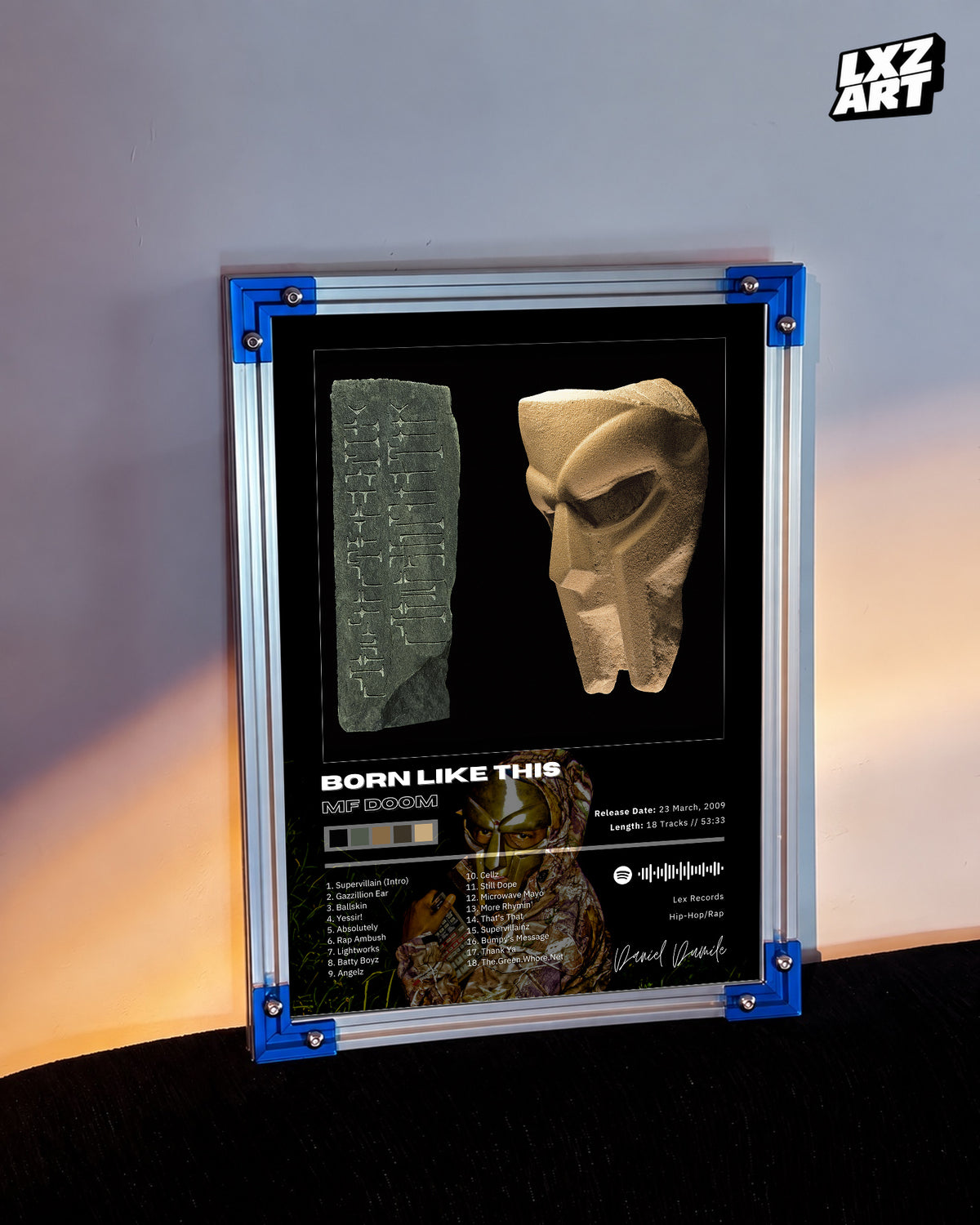 MF DOOM Born Like This Album Poster | Unframed Bedroom Wall Art — LXZART display 3; frame not included