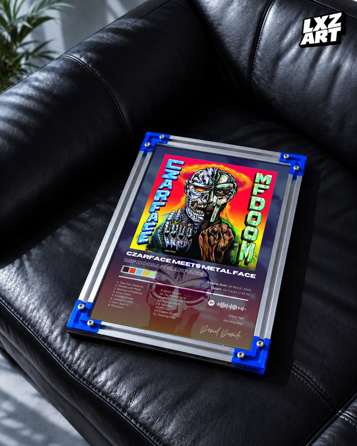 Czarface Meets Metal Face Tracklist Poster | Unframed Bedroom Wall Art — LXZART display 2; frame not included