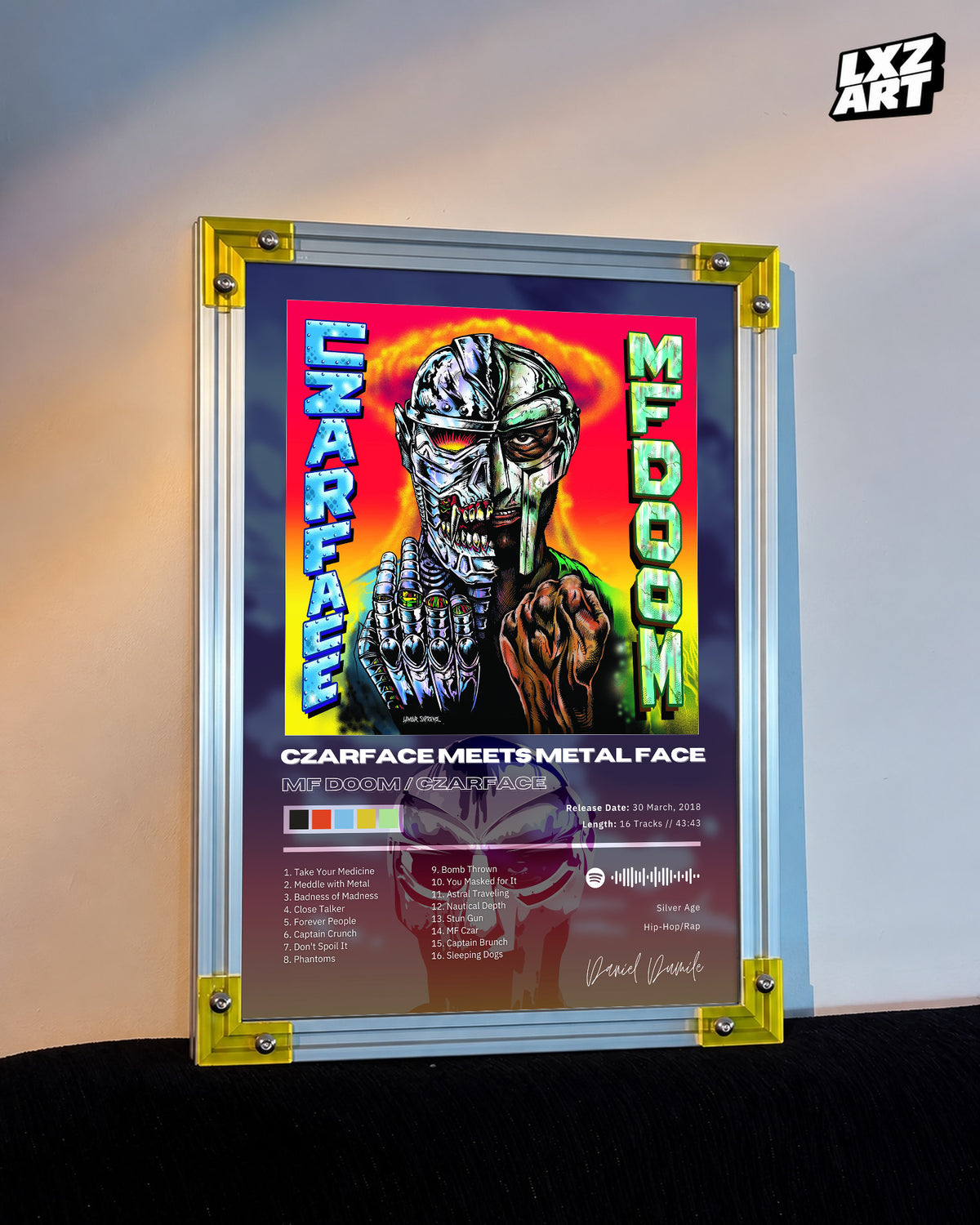 Czarface Meets Metal Face Tracklist Poster | Unframed Bedroom Wall Art — LXZART display 3; frame not included