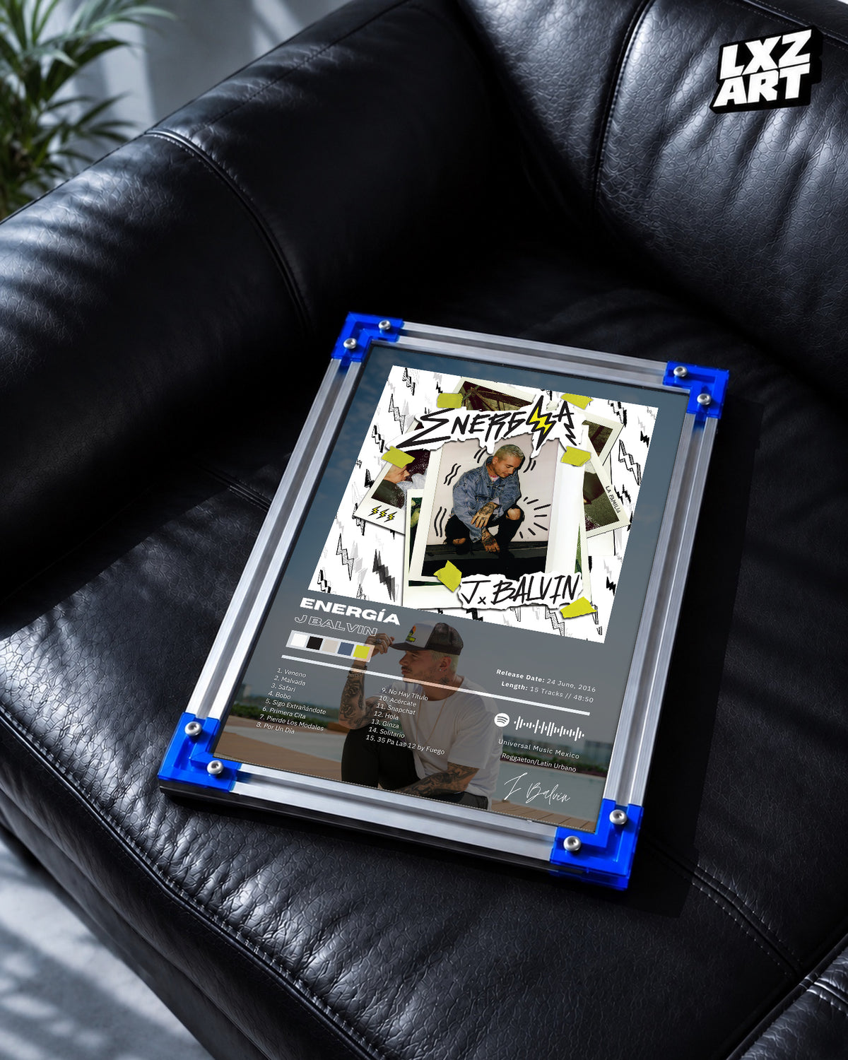 J Balvin Energia Tracklist Poster | Unframed Bedroom Wall Art — LXZART display 2; frame not included