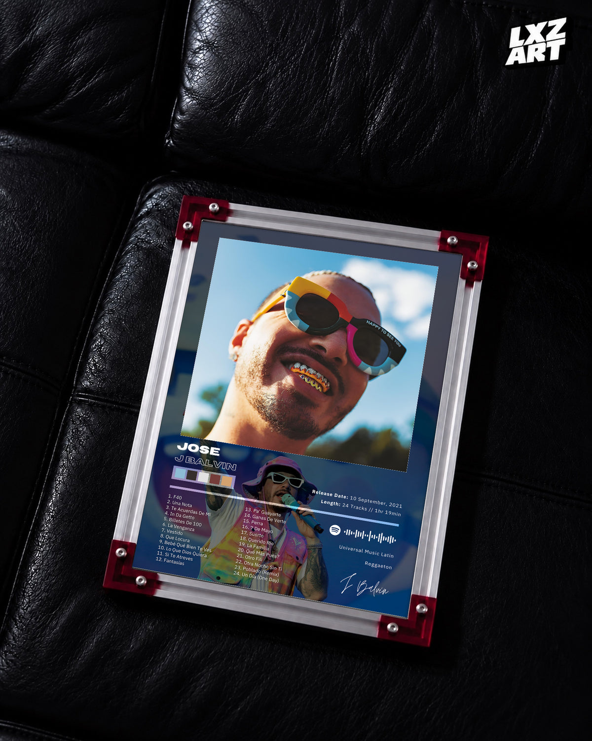 J Balvin JOSE Tracklist Poster | Unframed Bedroom Wall Art — LXZART display 2; frame not included