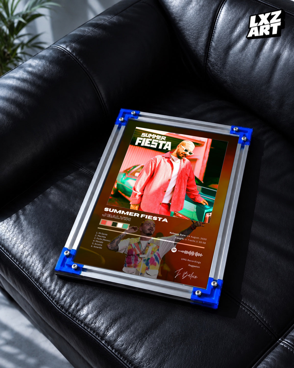 J Balvin Summer Fiesta EP Tracklist Poster | Unframed Bedroom Wall Art — LXZART display 2; frame not included