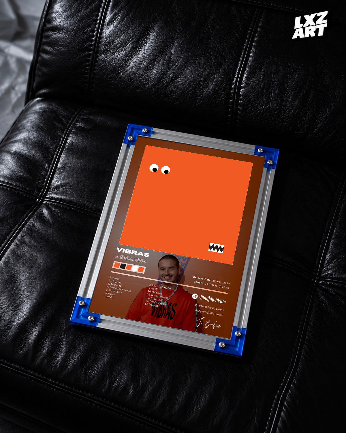 J Balvin Vibras Tracklist Poster | Unframed Bedroom Wall Art — LXZART display 2; frame not included