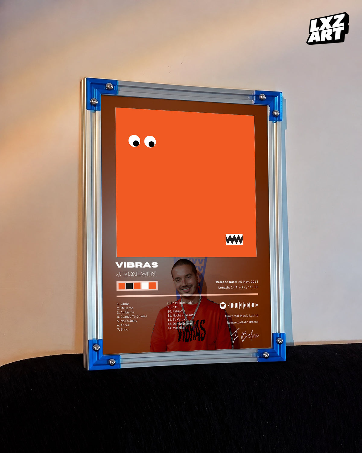 J Balvin Vibras Tracklist Poster | Unframed Bedroom Wall Art — LXZART display 3; frame not included
