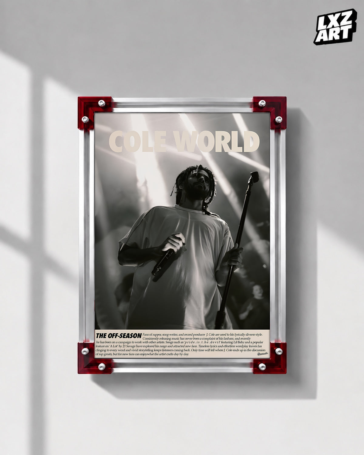 J. Cole - "Cole World" Poster — LXZART display 1; frame not included