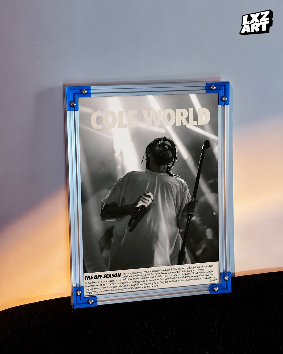 J. Cole - "Cole World" Poster — LXZART display 3; frame not included
