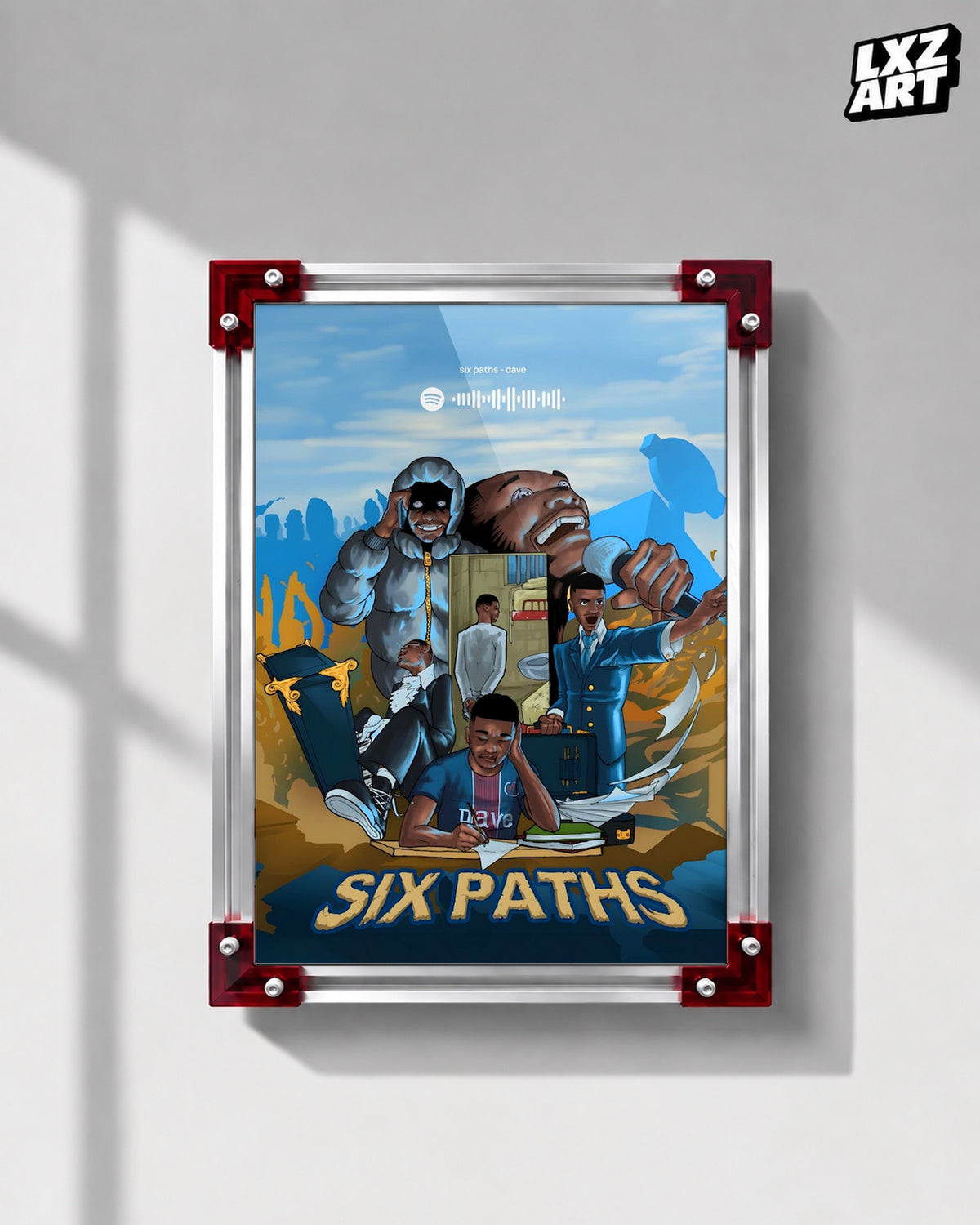Dave Six Paths EP Poster | Unframed UK Rap Wall Art — LXZART display 1; frame not included