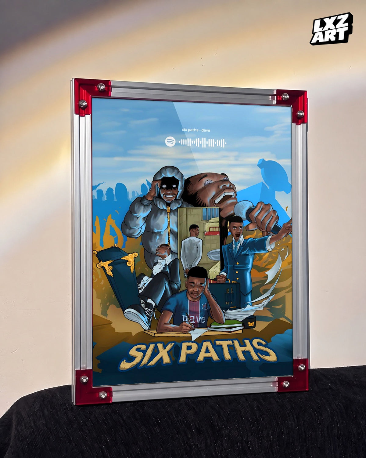 Dave Six Paths EP Poster | Unframed UK Rap Wall Art — LXZART display 3; frame not included
