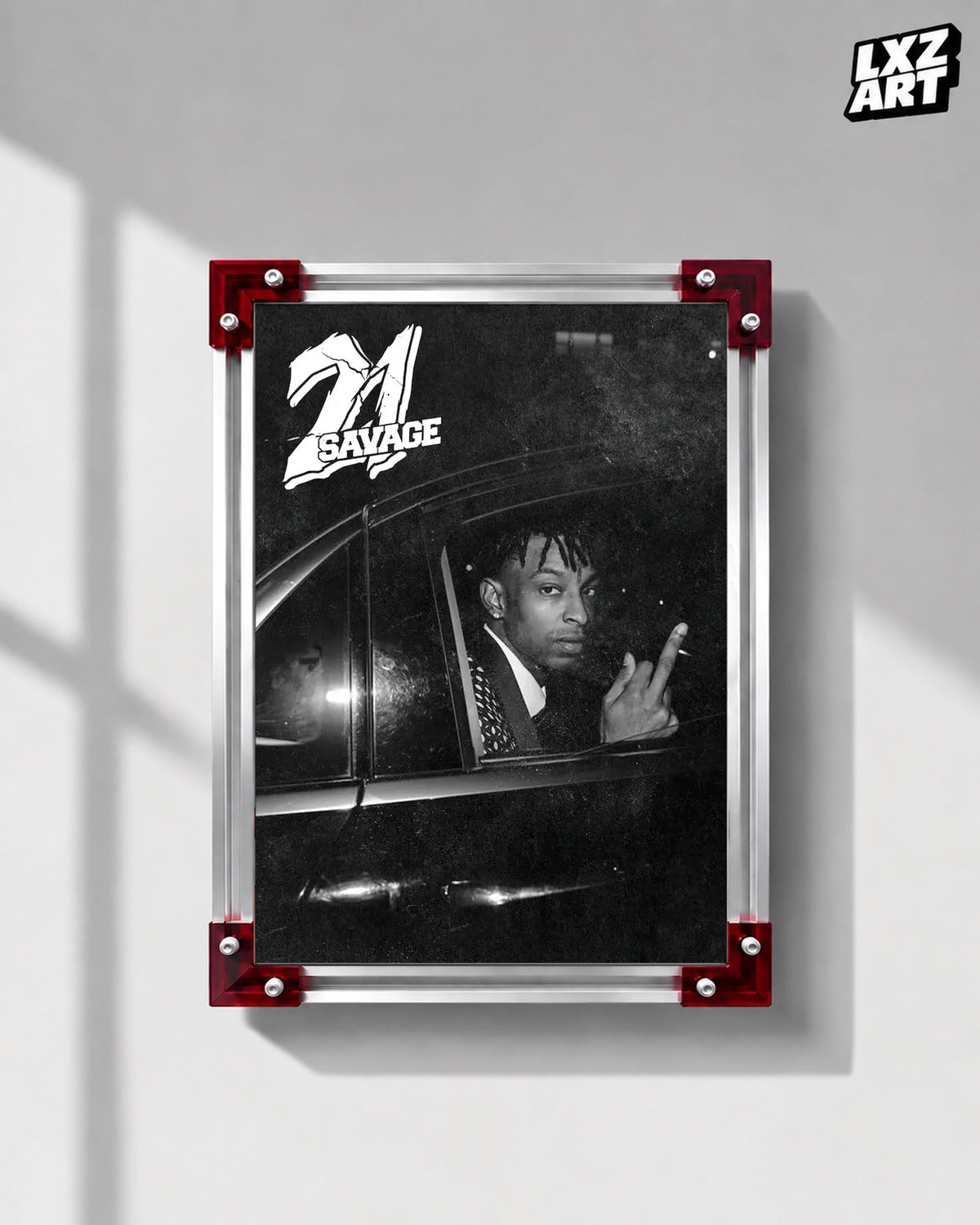 21 Savage Monochrome Car Portrait Poster | Unframed Bedroom Wall Art — LXZART display 1; frame not included