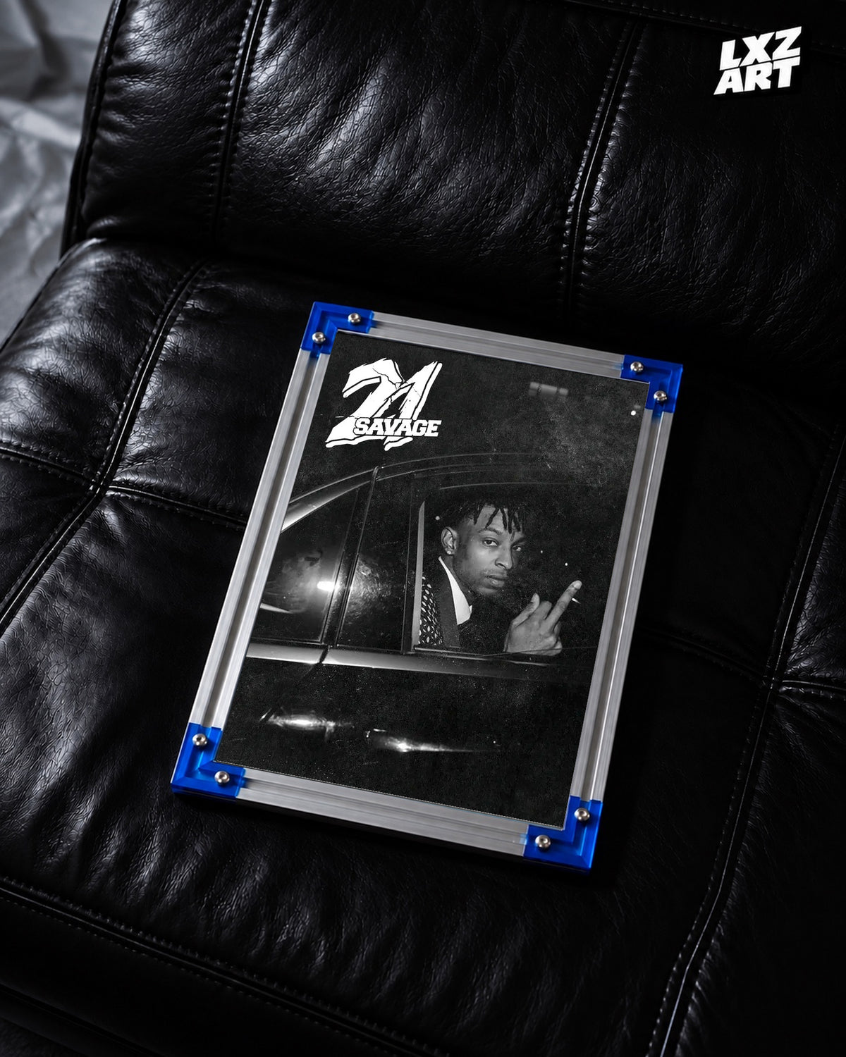 21 Savage Monochrome Car Portrait Poster | Unframed Bedroom Wall Art — LXZART display 2; frame not included