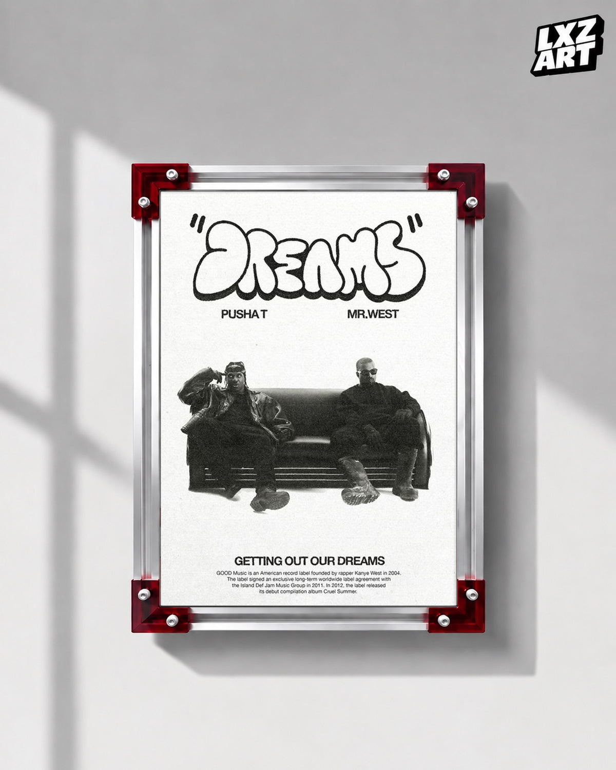 Kanye West & Pusha T Dreams Poster | Unframed Bedroom Wall Art — LXZART display 1; frame not included