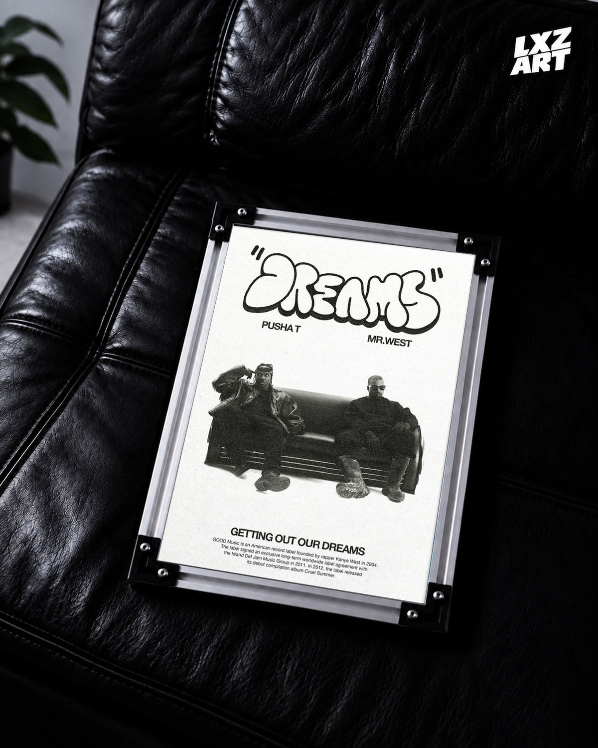 Kanye West & Pusha T Dreams Poster | Unframed Bedroom Wall Art — LXZART display 2; frame not included