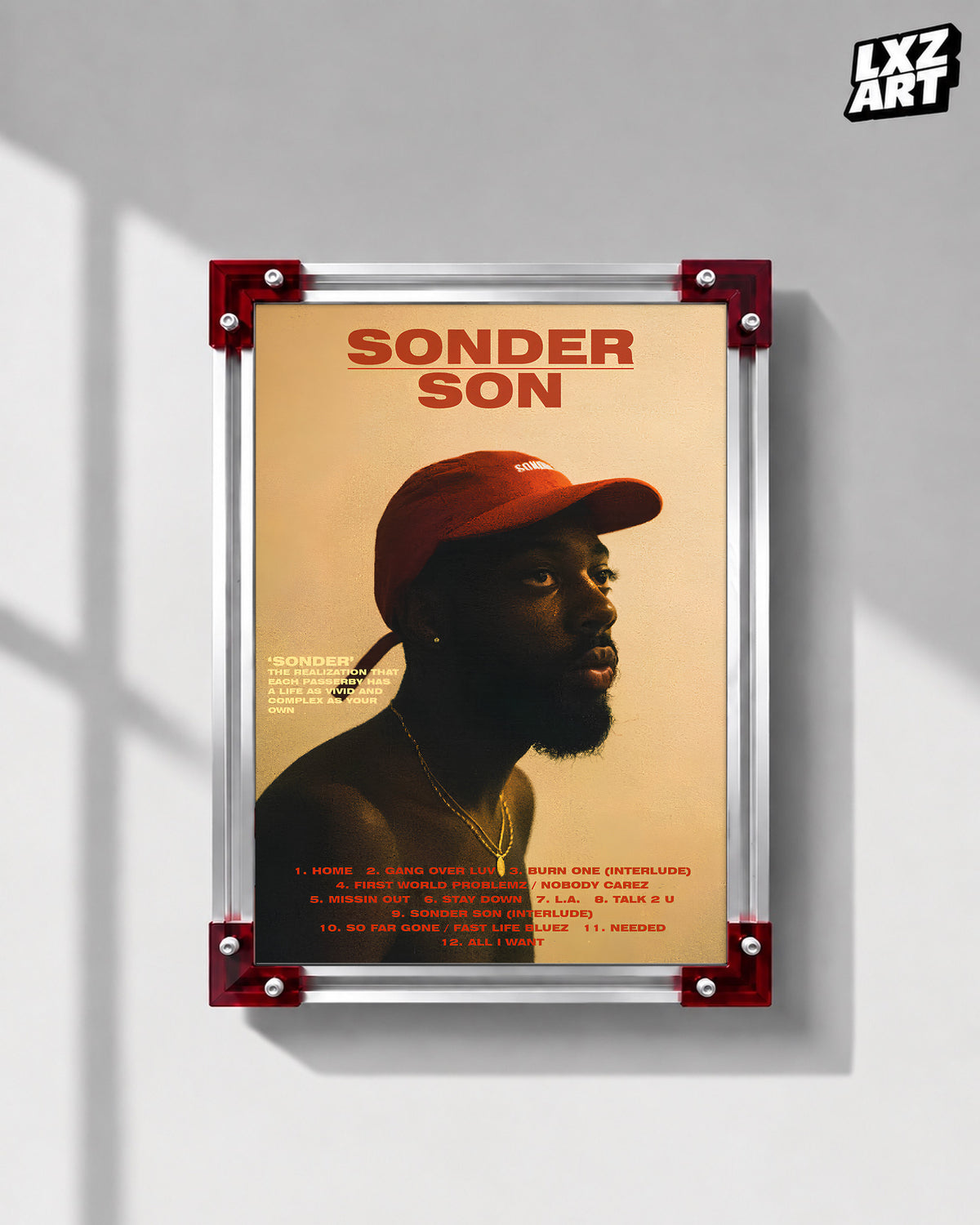 Brent Faiyaz Sonder Son Tracklist Poster | Unframed Bedroom Wall Art — LXZART display 1; frame not included