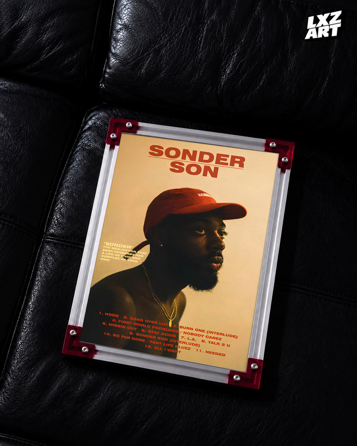 Brent Faiyaz Sonder Son Tracklist Poster | Unframed Bedroom Wall Art — LXZART display 2; frame not included