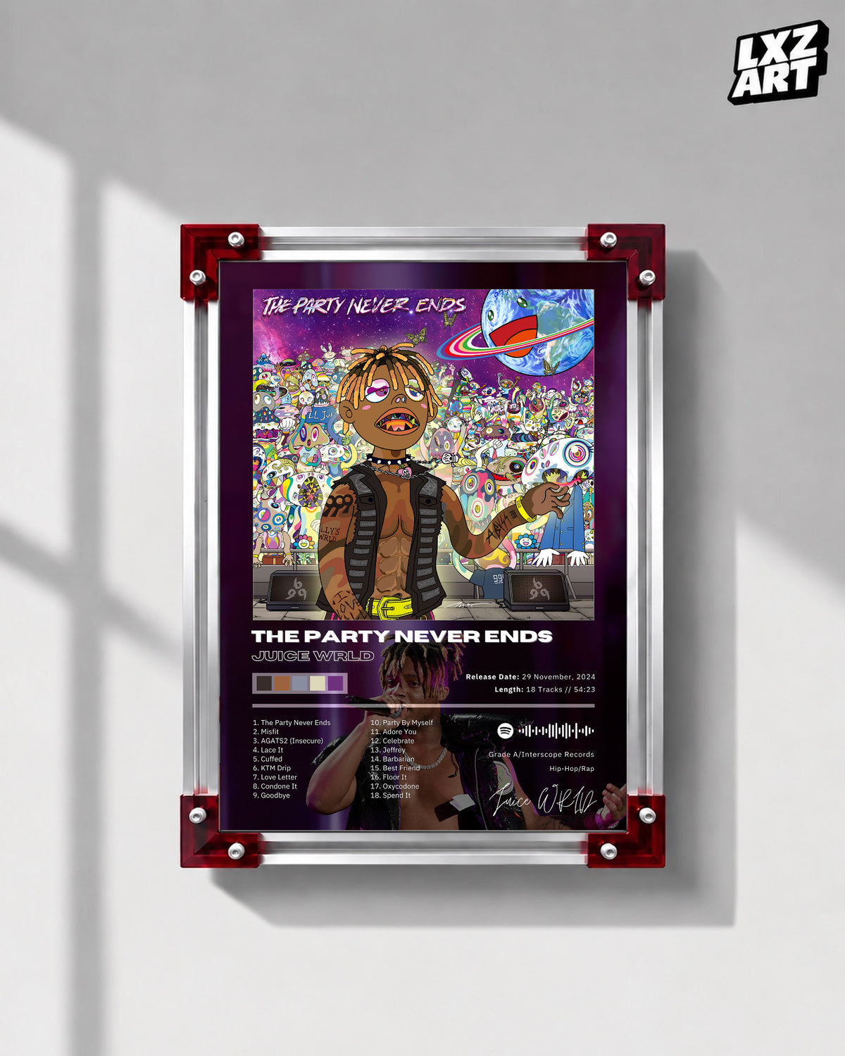 Juice WRLD The Party Never Ends Album Poster | Unframed Bedroom Wall Art — LXZART display 1; frame not included