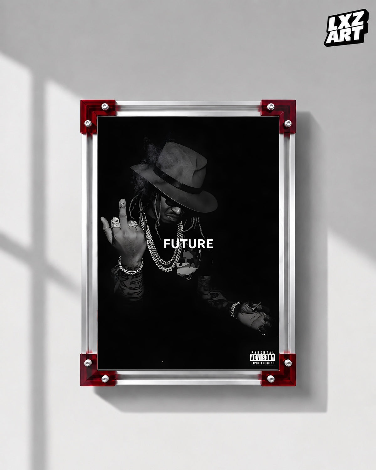Future Black Portrait Poster | B&W Edition | Unframed Hip Hop Wall Art — LXZART display 1; frame not included