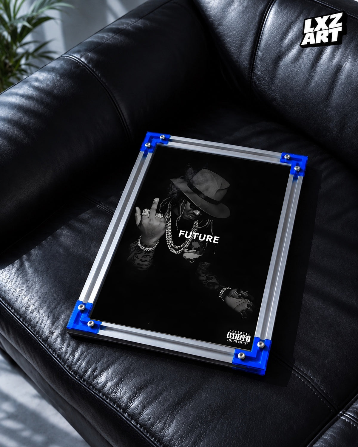 Future Black Portrait Poster | B&W Edition | Unframed Hip Hop Wall Art — LXZART display 2; frame not included
