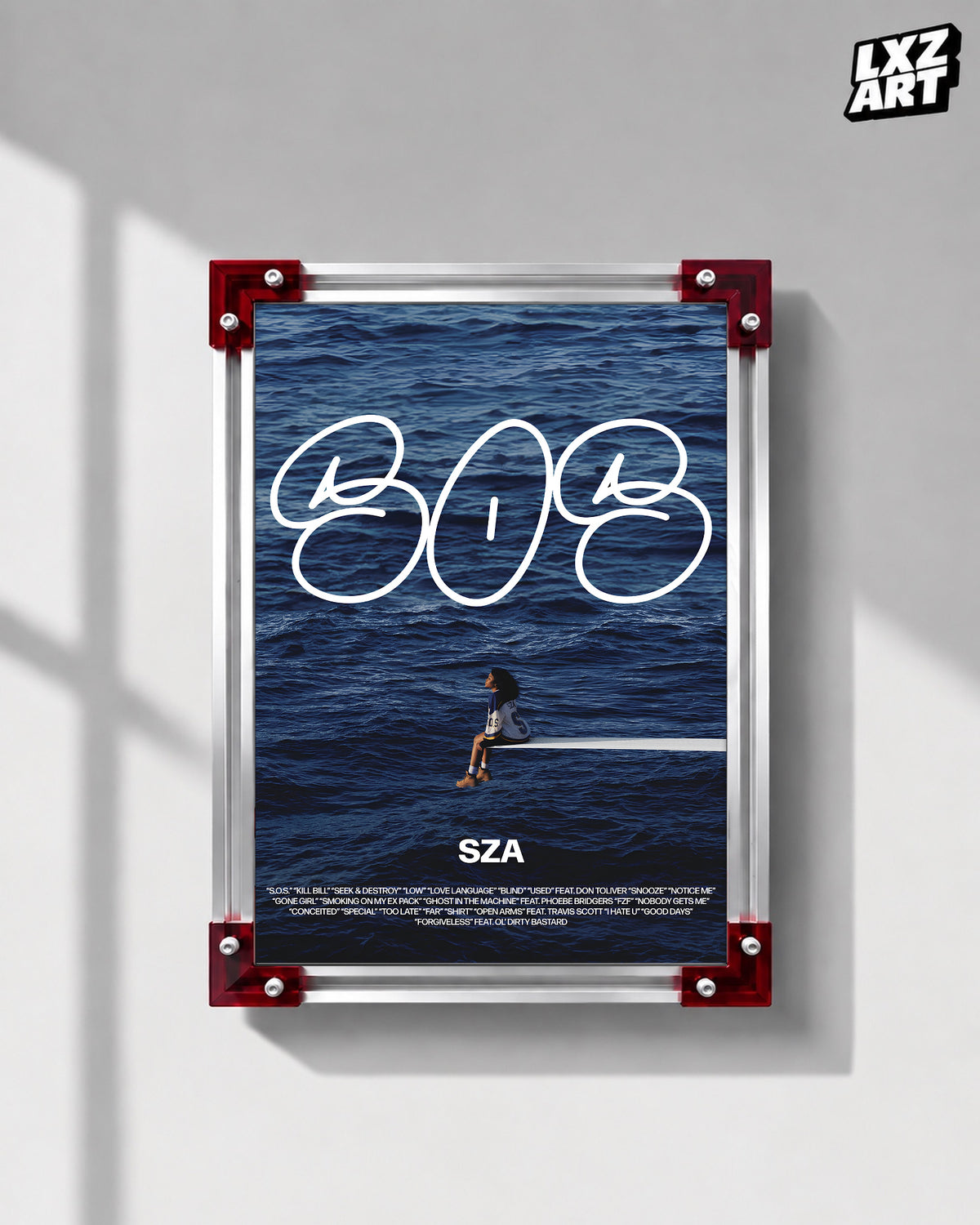 SZA SOS Ocean Poster | Unframed Bedroom Wall Art — LXZART display 1; frame not included