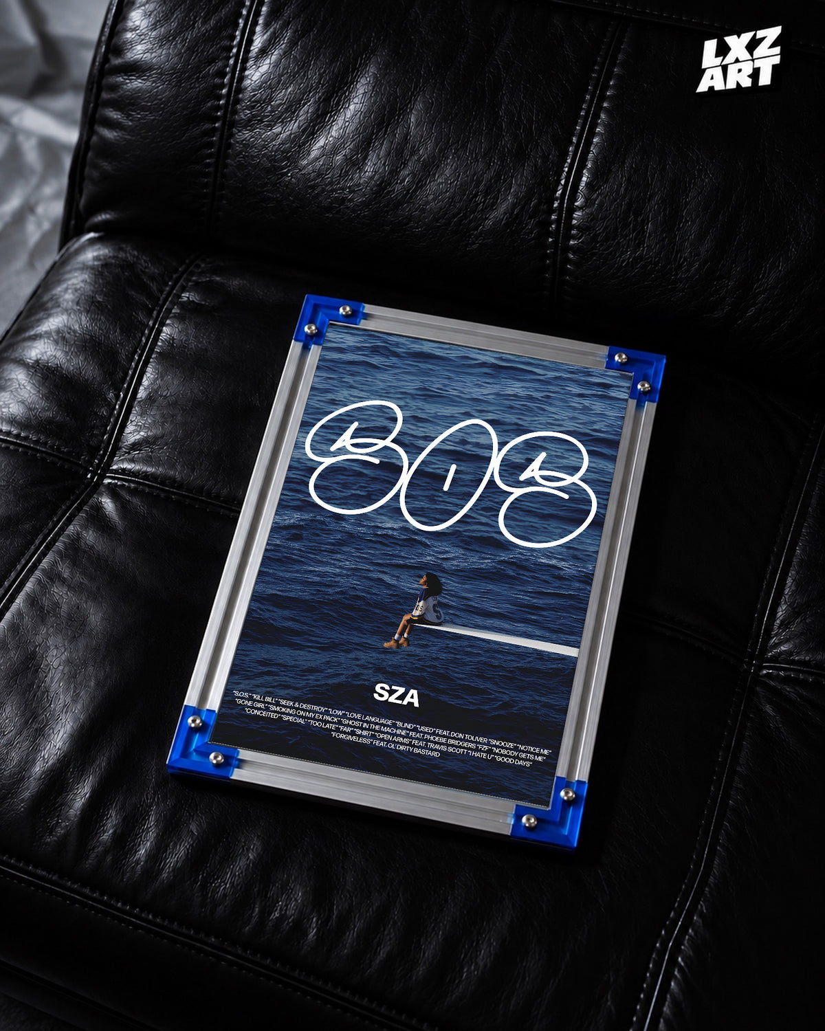 SZA SOS Ocean Poster | Unframed Bedroom Wall Art — LXZART display 2; frame not included