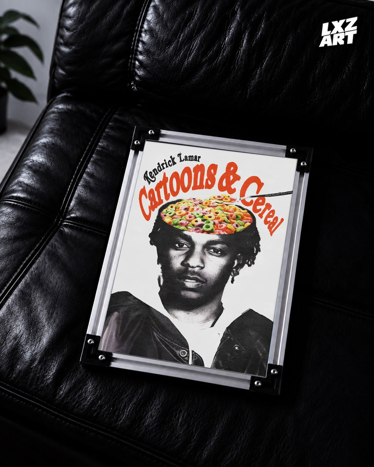 Kendrick Lamar Cartoons & Cereal Song Poster | Unframed Hip Hop Wall Art — LXZART display 2; frame not included