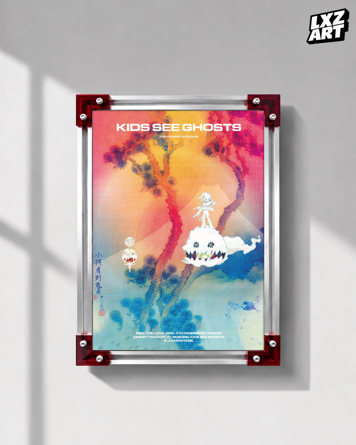Kanye West & Kid Cudi Kids See Ghosts Poster | Unframed Bedroom Wall Art — LXZART display 1; frame not included