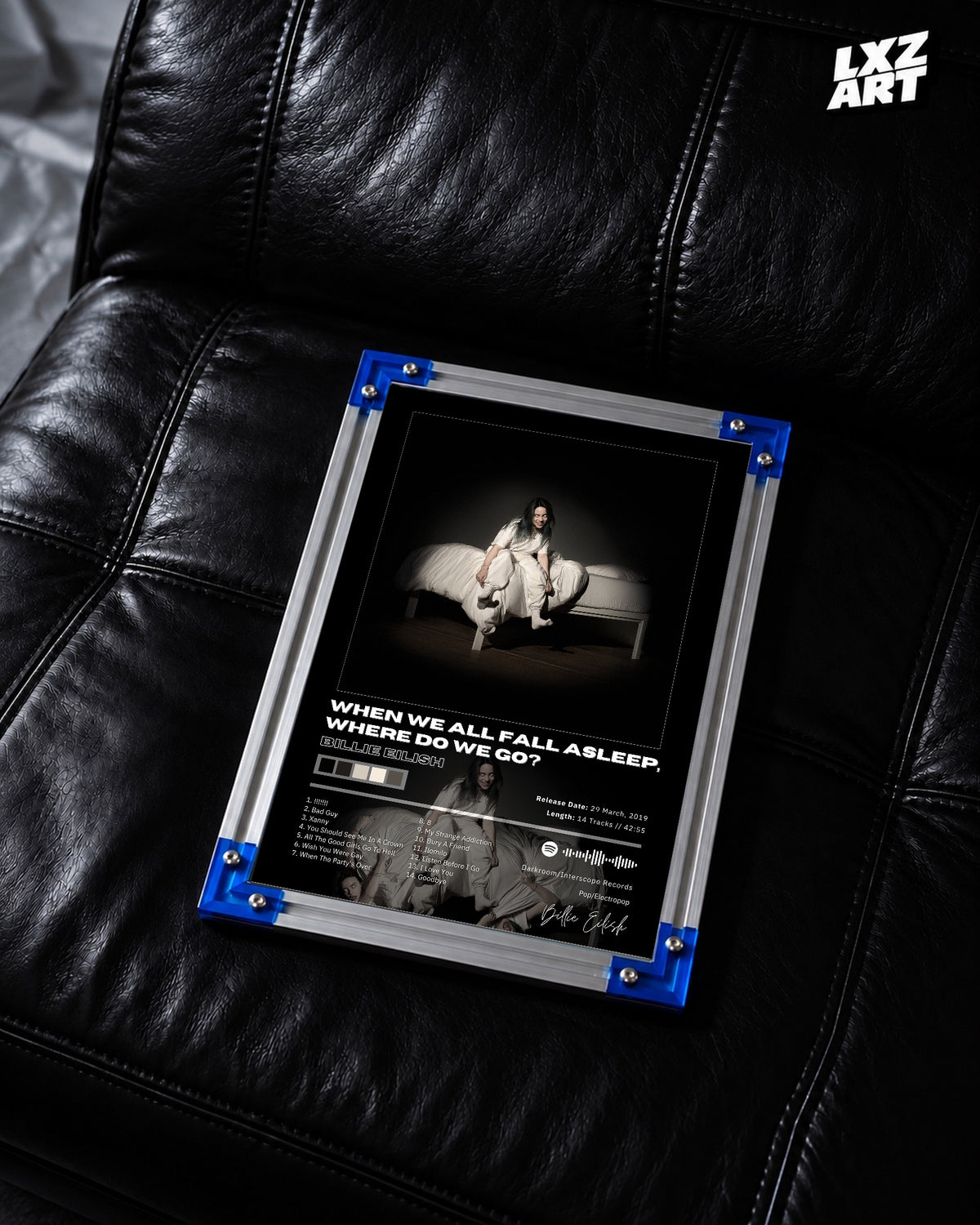 Billie Eilish When We All Fall Asleep Tracklist Poster | Unframed Bedroom Wall Art — LXZART display 2; frame not included