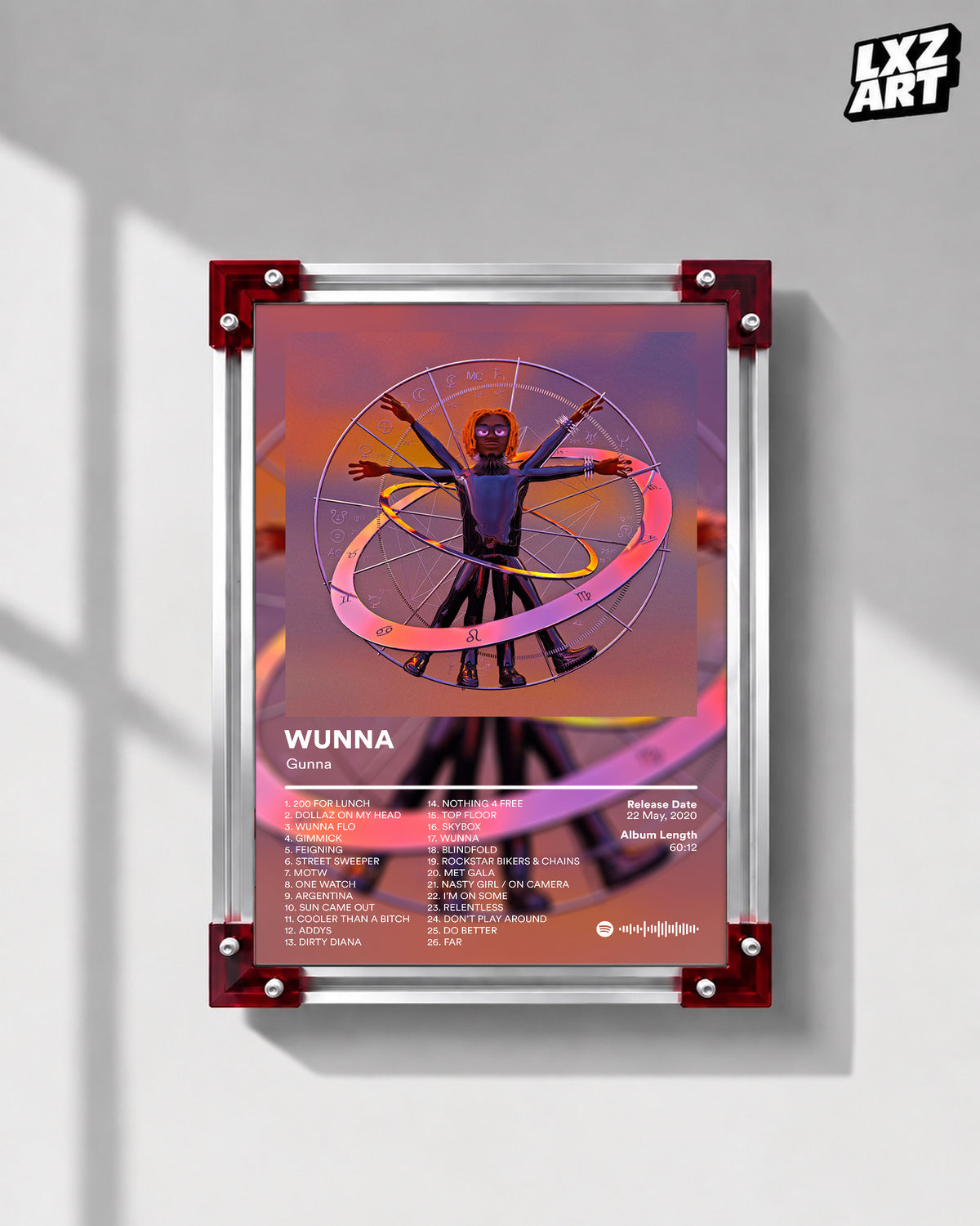 Gunna 'WUNNA' Album Poster — LXZART display 1; frame not included