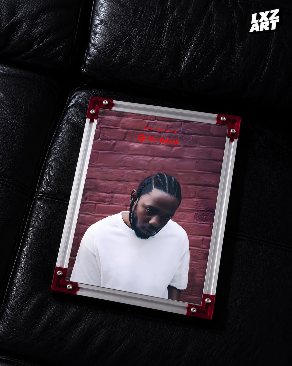 Kendrick Lamar DAMN. Red Brick Portrait Poster | Unframed Hip Hop Wall Art — LXZART display 2; frame not included