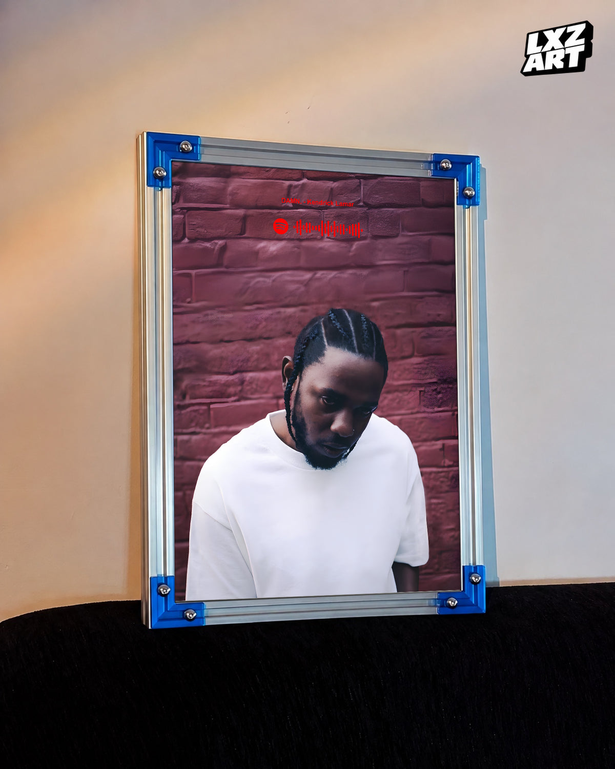 Kendrick Lamar DAMN. Red Brick Portrait Poster | Unframed Hip Hop Wall Art — LXZART display 3; frame not included