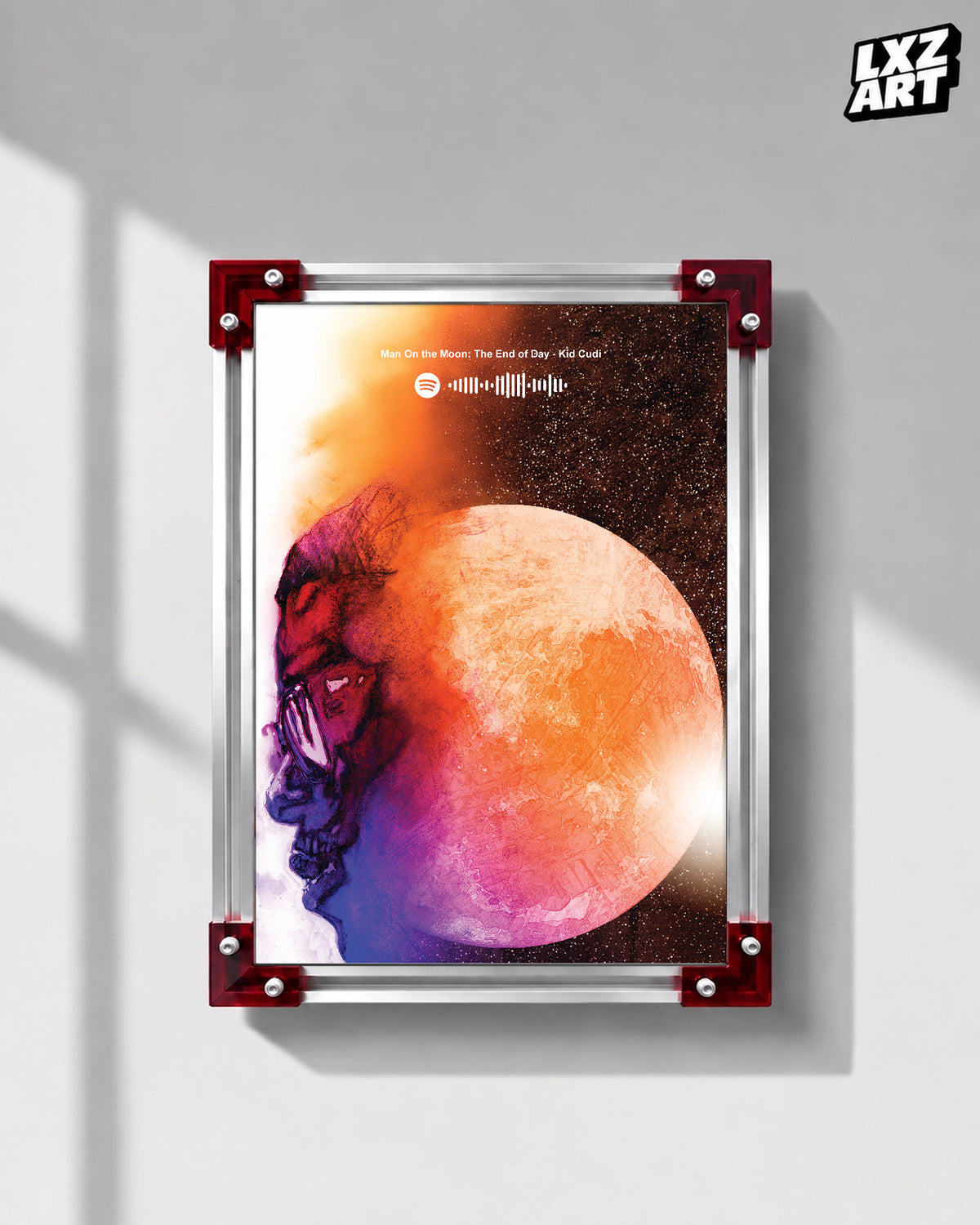 Kid Cudi 'Man On The Moon: The End Of Day' Spotify Poster — LXZART display 1; frame not included