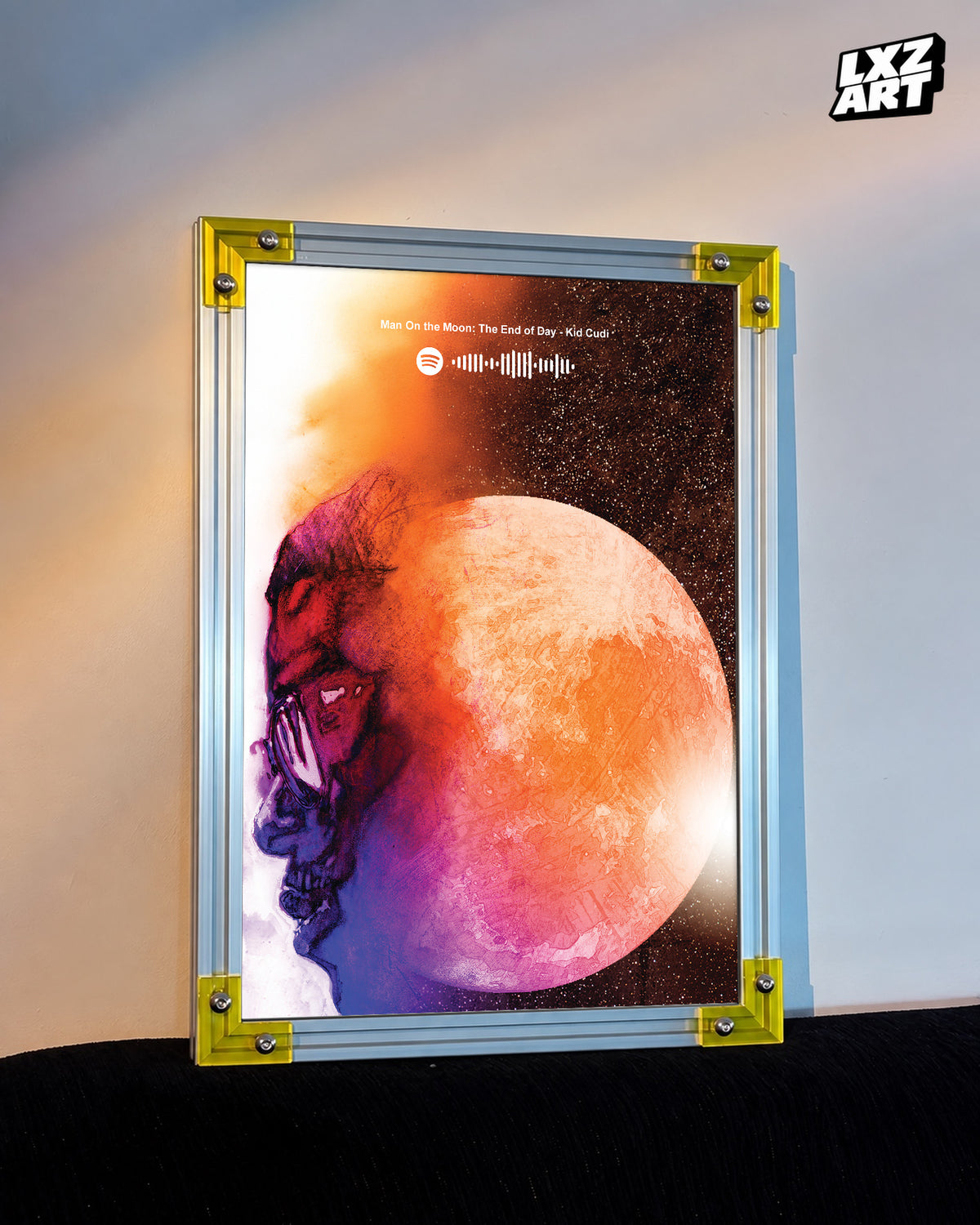 Kid Cudi 'Man On The Moon: The End Of Day' Spotify Poster — LXZART display 3; frame not included