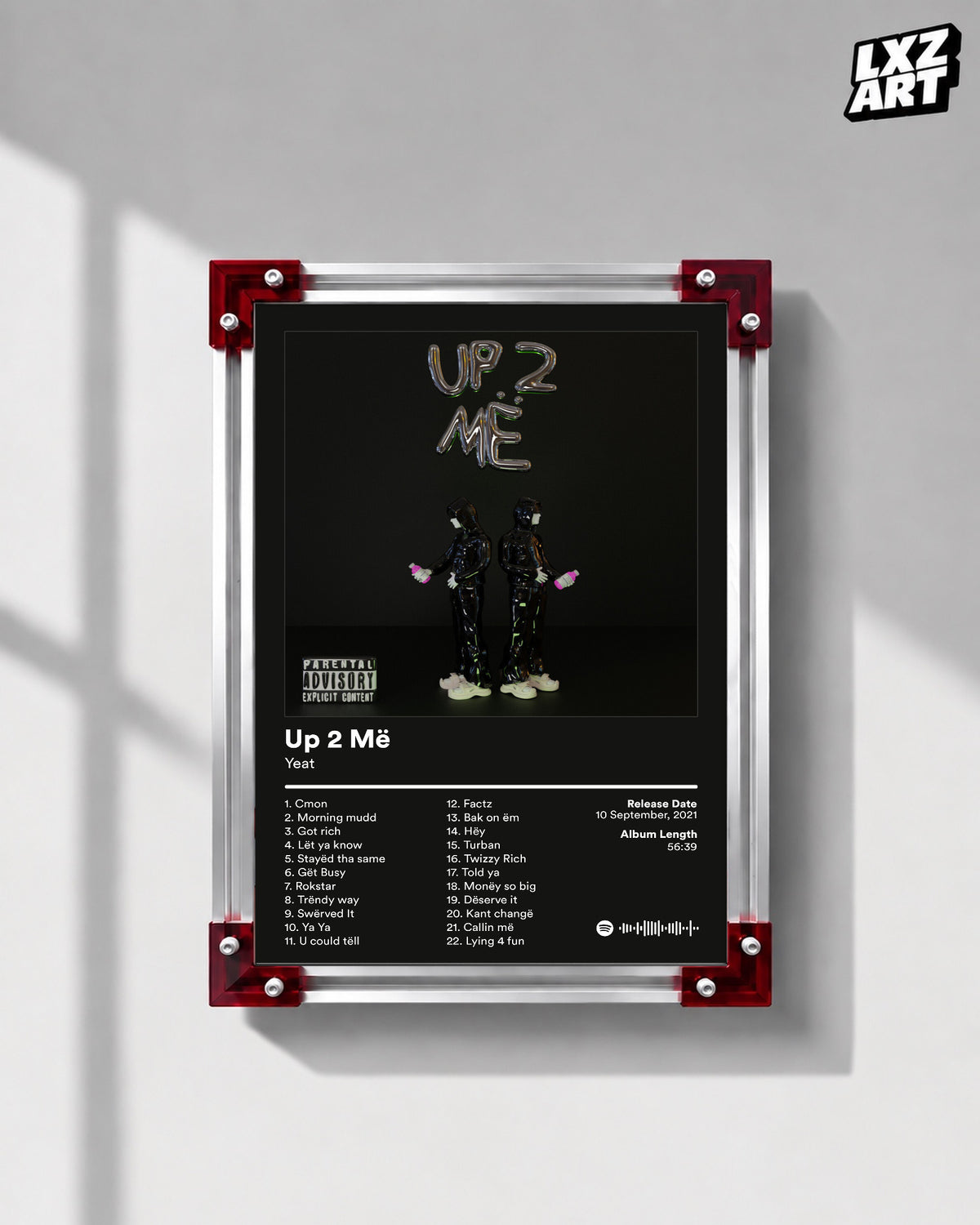 Yeat Up 2 Më Tracklist Poster | Unframed Bedroom Wall Art — LXZART display 1; frame not included