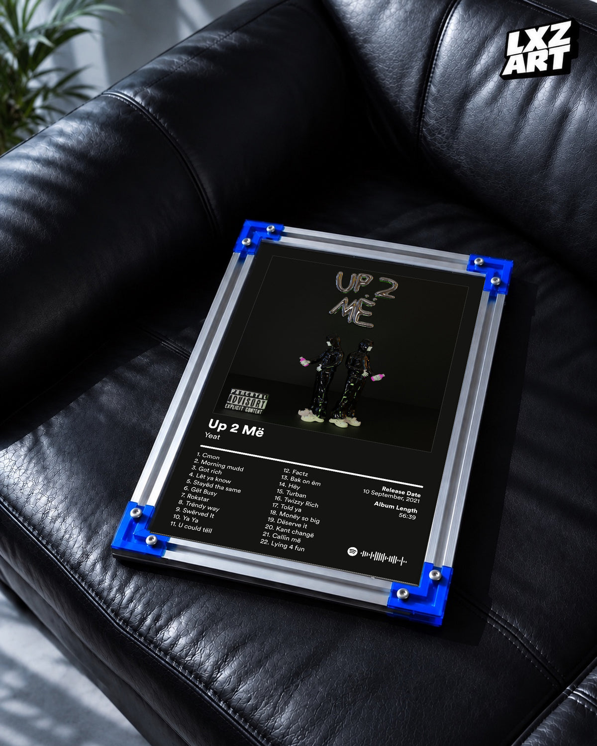 Yeat Up 2 Më Tracklist Poster | Unframed Bedroom Wall Art — LXZART display 2; frame not included