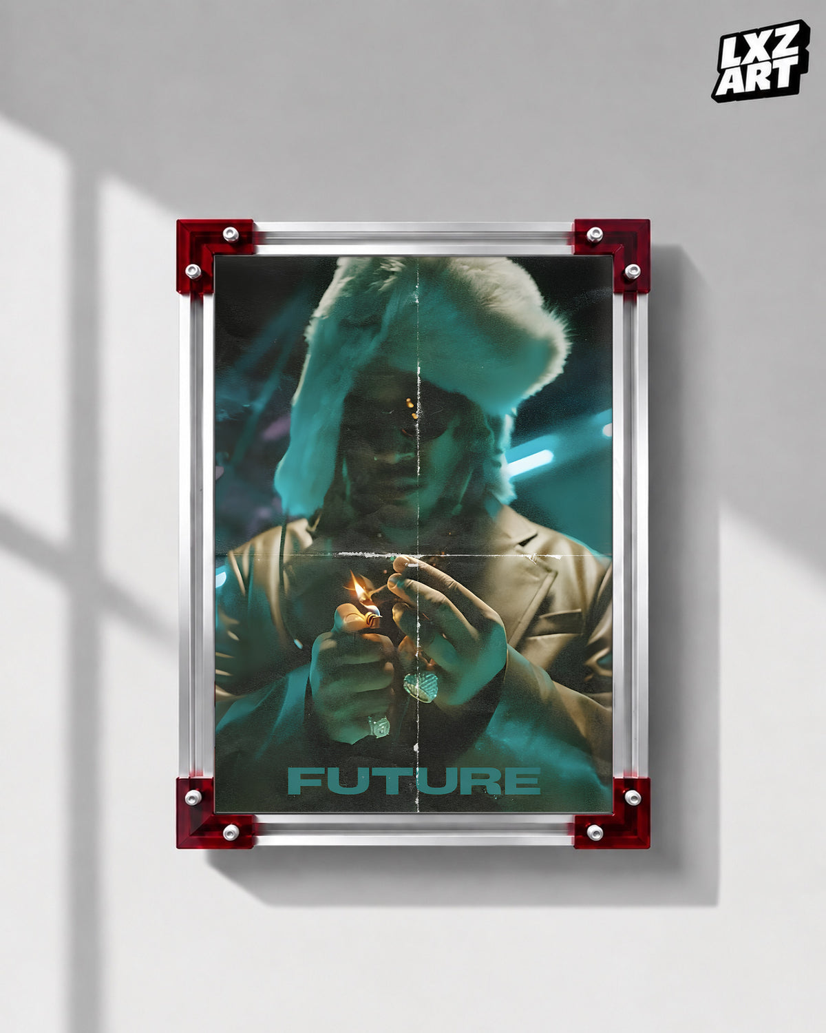 Future Dark Portrait Poster | Unframed Hip Hop Wall Art — LXZART display 1; frame not included