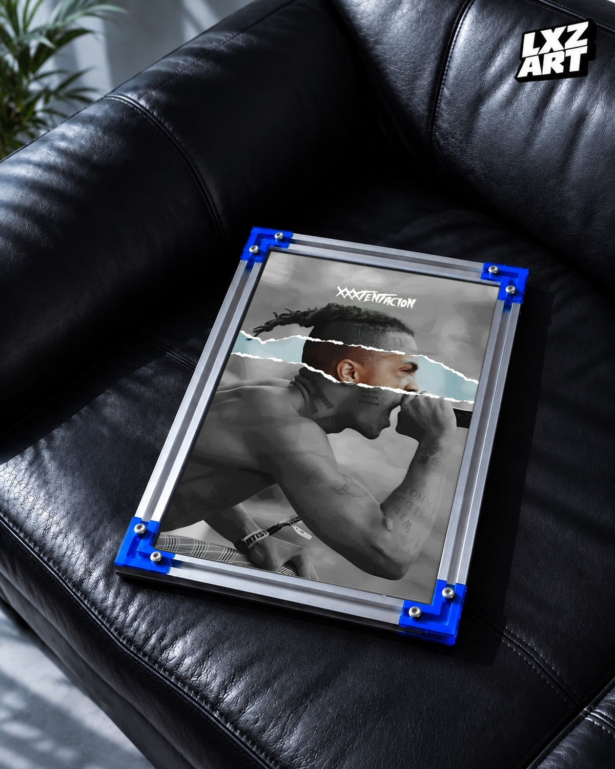 XXXTentacion Torn Strip Performance Poster | Unframed Emo Rap Wall Art — LXZART display 2; frame not included