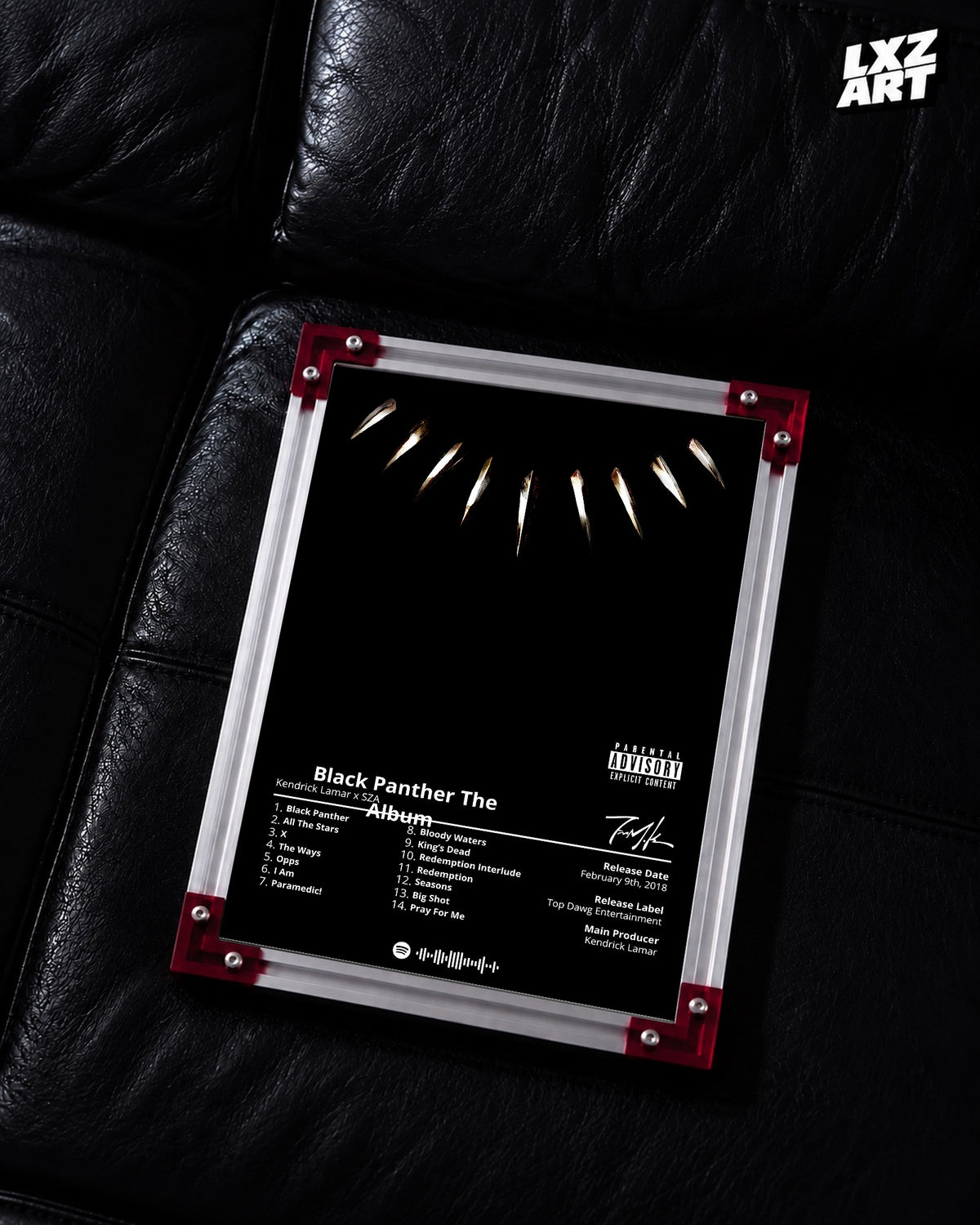 Kendrick Lamar Black Panther The Album Poster | Unframed Hip Hop Wall Art — LXZART display 2; frame not included