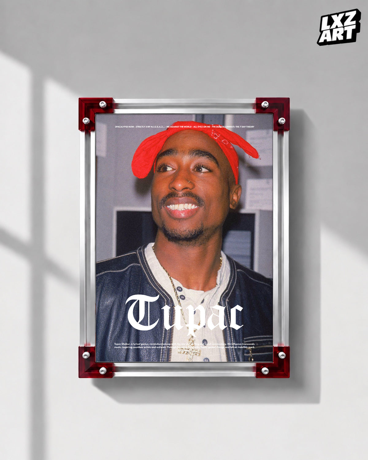 2Pac Red Bandana Portrait Poster | Unframed Bedroom Wall Art — LXZART display 1; frame not included