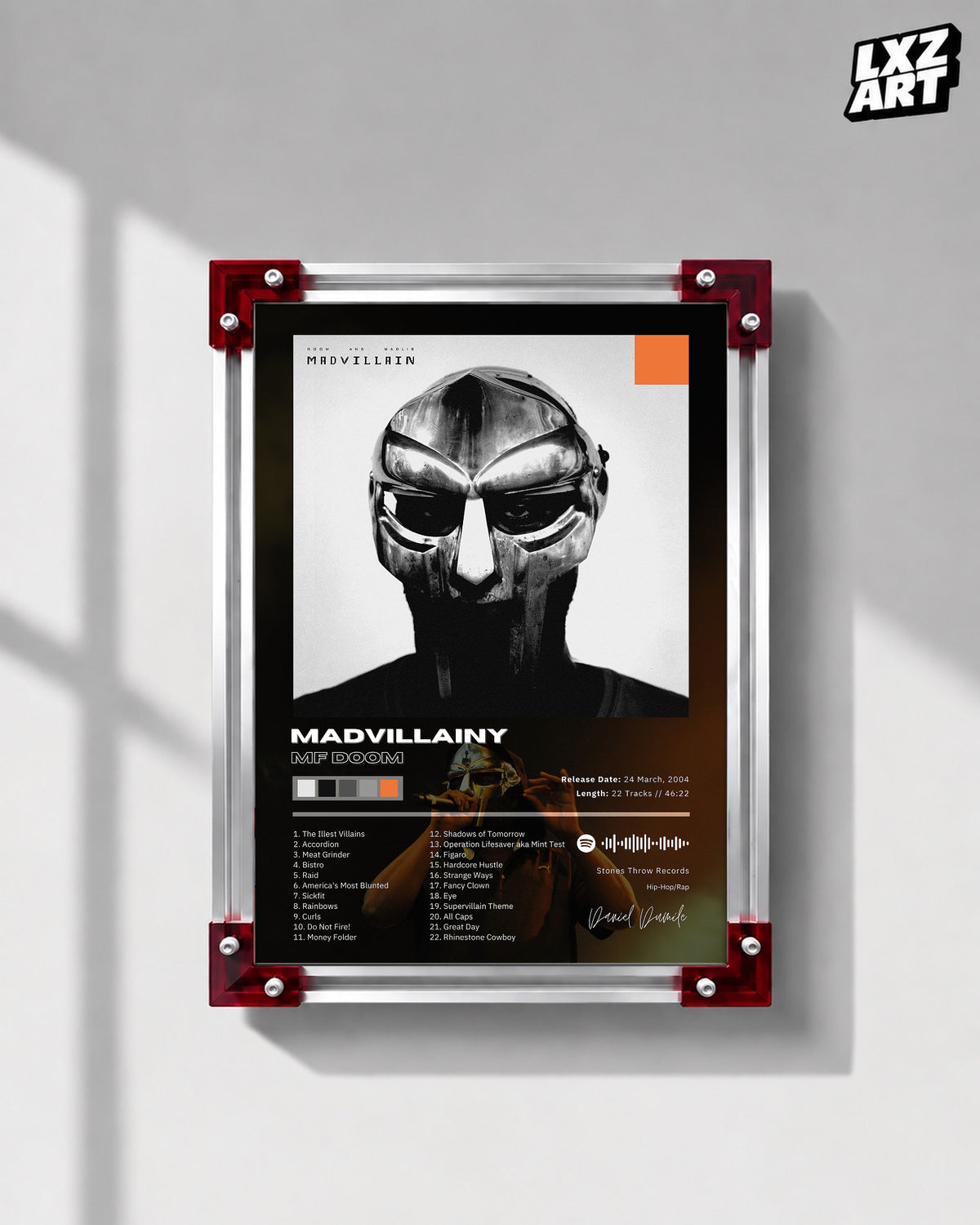 MF DOOM Madvillainy Tracklist Poster | Unframed Bedroom Wall Art — LXZART display 1; frame not included