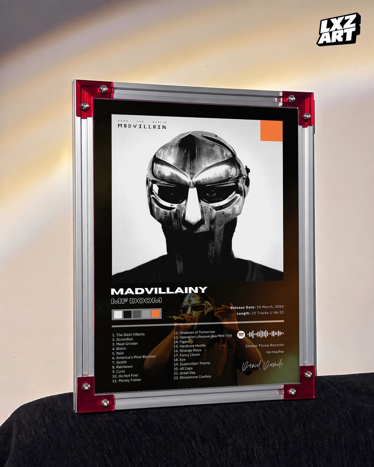 MF DOOM Madvillainy Tracklist Poster | Unframed Bedroom Wall Art — LXZART display 3; frame not included